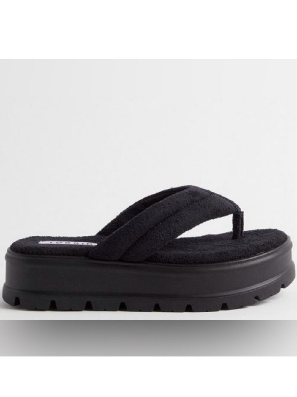 torrid Black Plush Terry Cloth Platform Thong Sandals - Picture 2 of 7